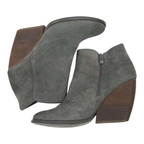Very Volatile Whitby Ankle Boots Womens Size 10 Suede Leather Wedge Zip Gray - Picture 9 of 16